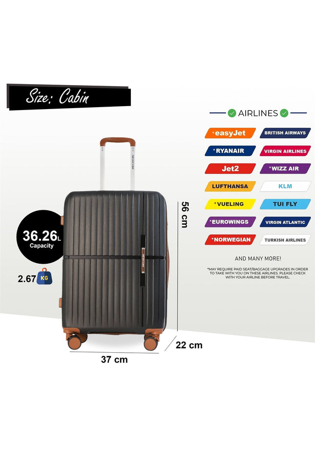 Corowa Cabin Hard Shell Suitcase in Black