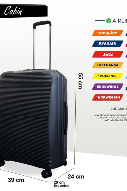 Abiko Cabin Hard Shell Suitcase in Black