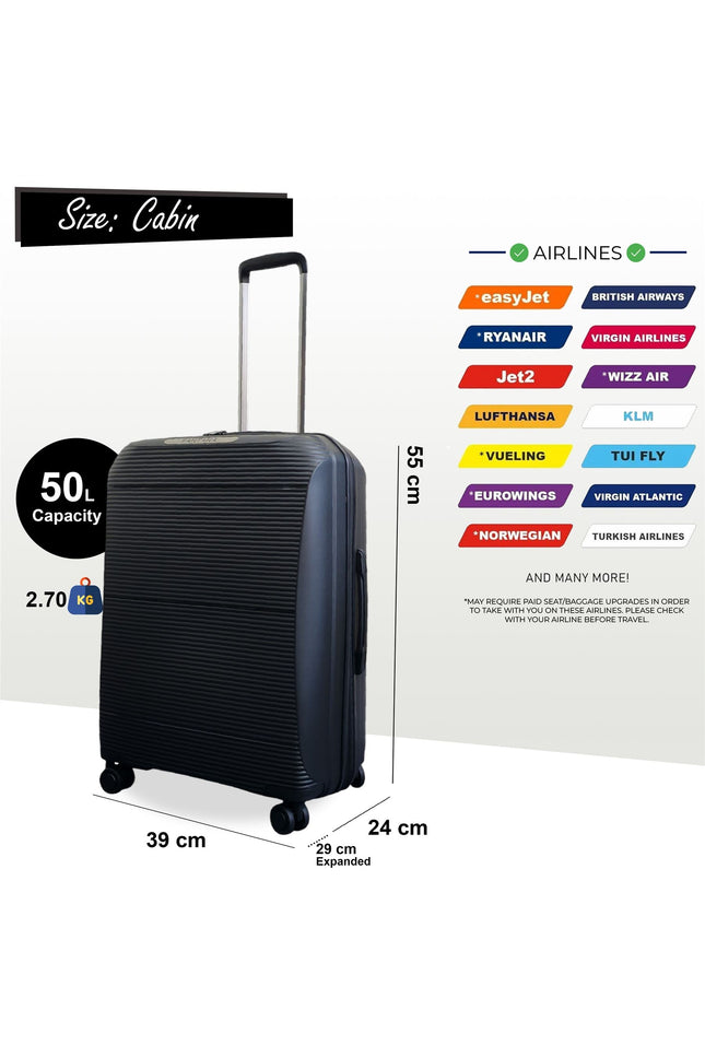 Abiko Cabin Hard Shell Suitcase in Black