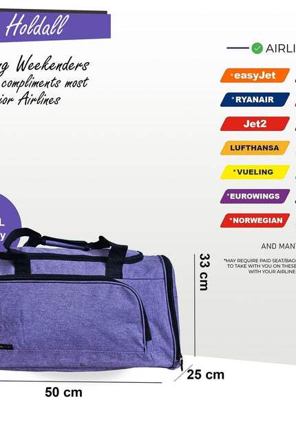 Large Duffel Weekend Holdall Carry-On Cabin Bag Gym Sports Travel Bag Lilac