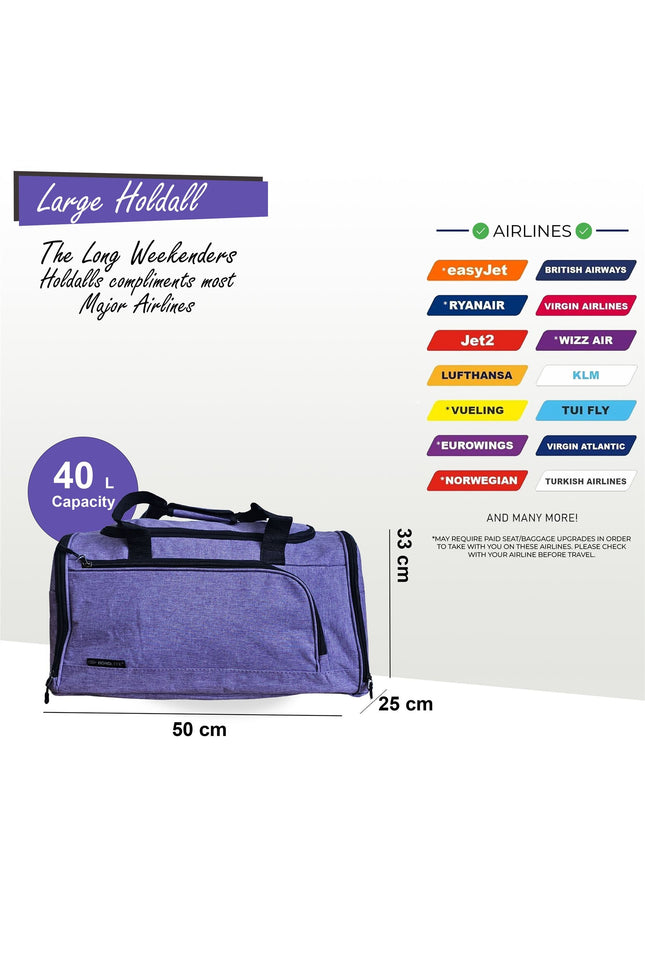 Large Duffel Weekend Holdall Carry-On Cabin Bag Gym Sports Travel Bag Lilac