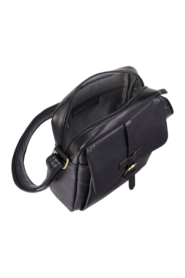 Genuine Leather Black Vintage Crossbody Messenger Travel Bag - Ashby