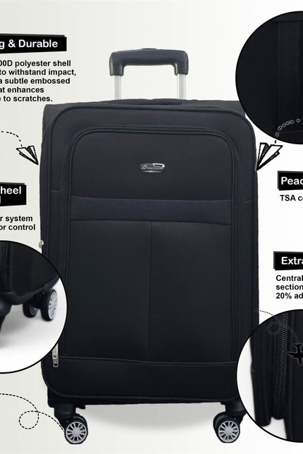 Forbes Large Soft Shell Suitcase in Black