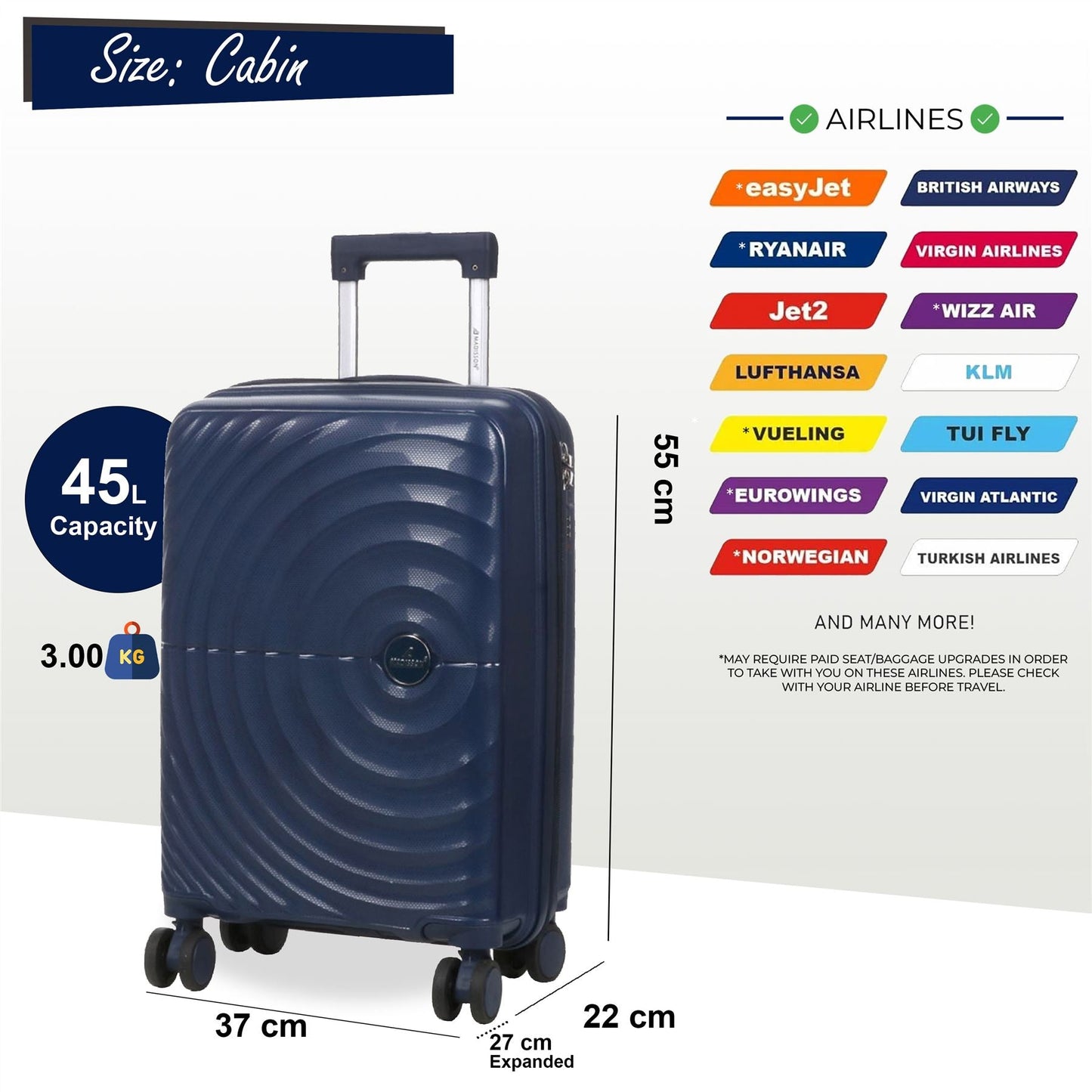 Balranald Cabin Hard Shell Suitcase in Dark Blue