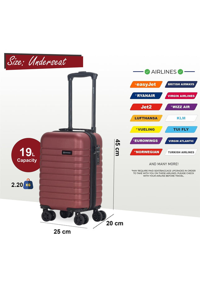 Koga Underseat Hard Shell Suitcase in Burgundy