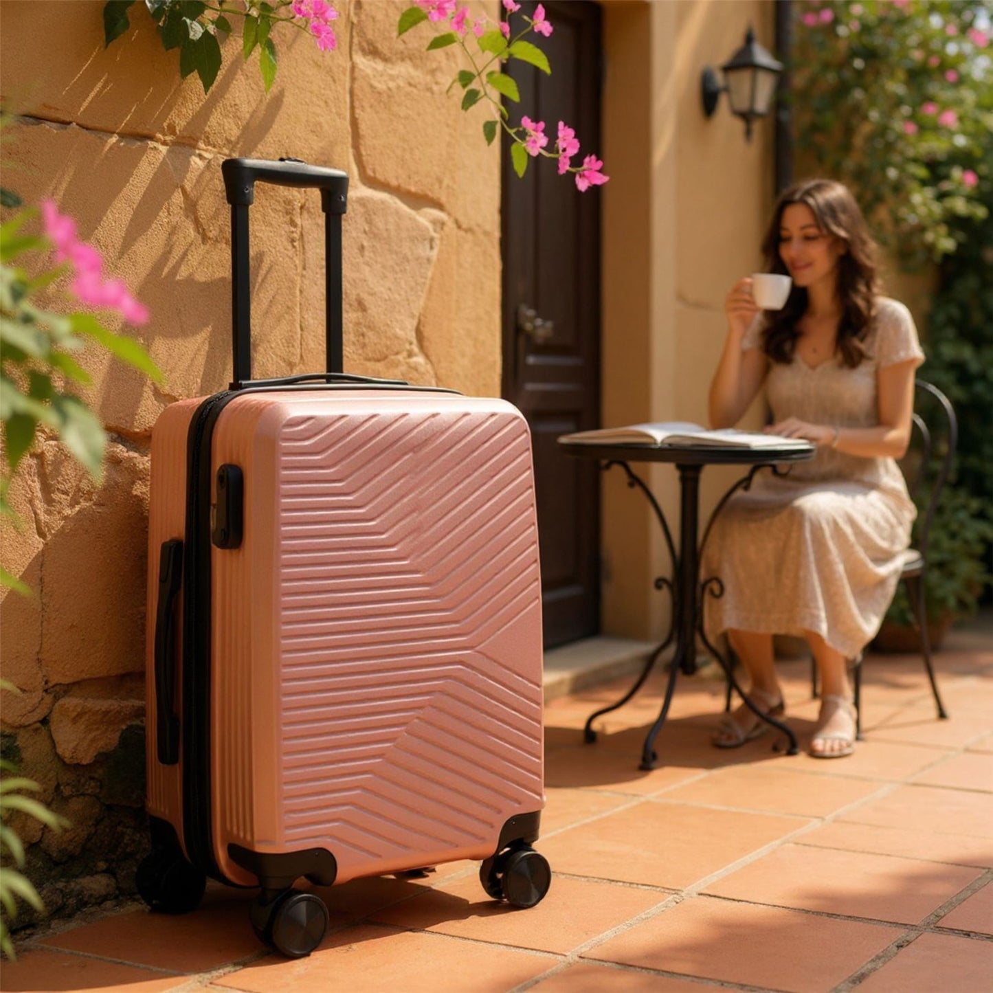 Junee Cabin Hard Shell Suitcase in Rose Gold