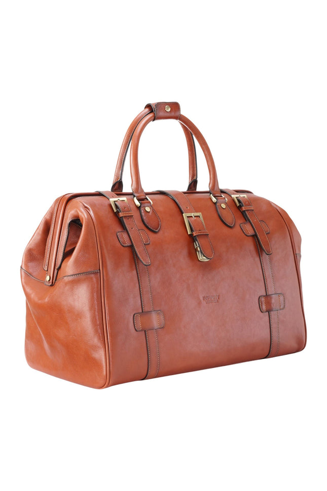 Genuine Leather Tan Duffle Holdall Vintage Travel Gym Bag - Windsor