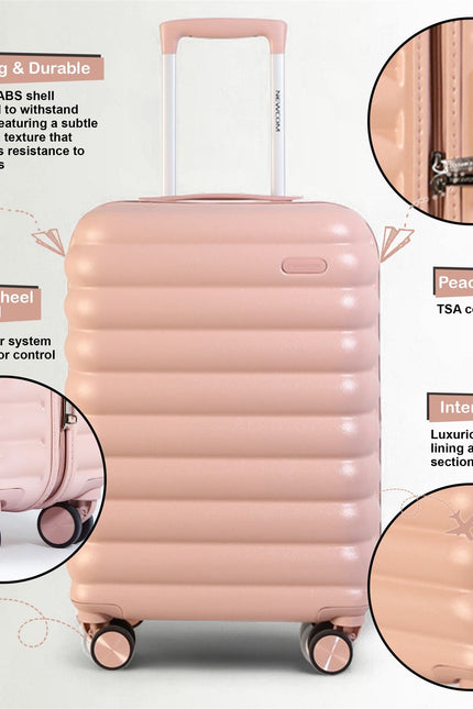 Hard Shell Cabin 37 x 22 x 55 cm Pink TSA Secure Luggage Suitcase Suitable for Easyjet, Ryanair