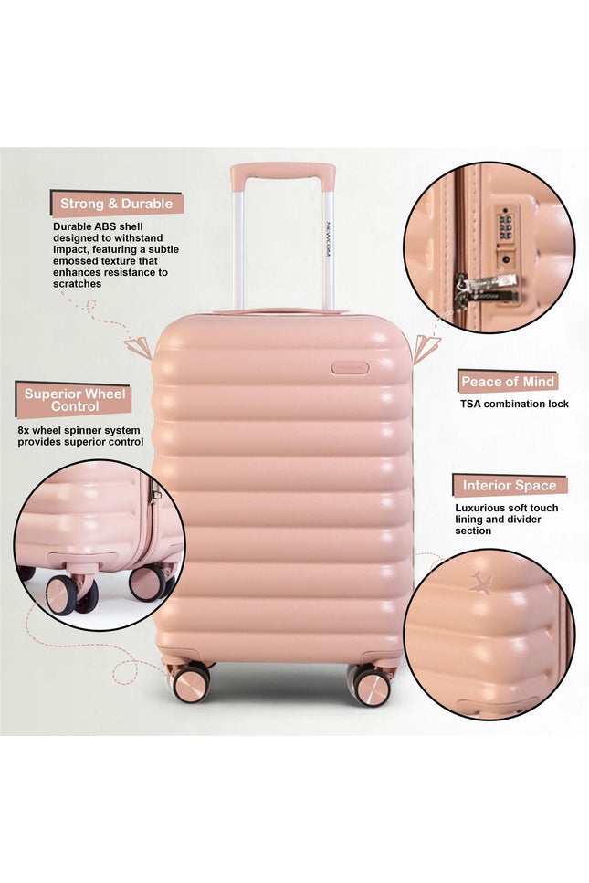 Hard Shell Cabin 37 x 22 x 55 cm Pink TSA Secure Luggage Suitcase Suitable for Easyjet, Ryanair