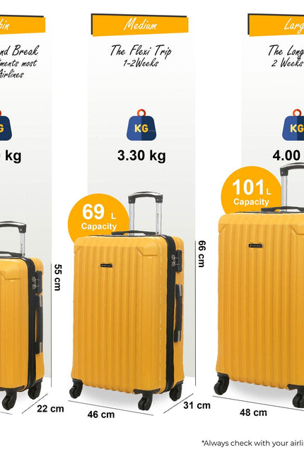 Corowa Set of 3 Hard Shell Suitcase in Yellow