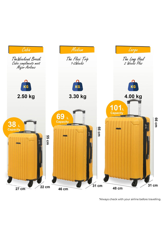 Corowa Set of 3 Hard Shell Suitcase in Yellow