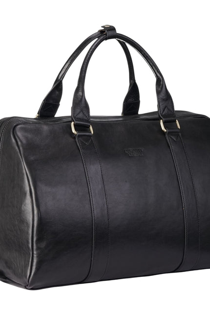 Vintage Genuine Leather Black Holdall Duffle Gym Travel Bag - Atlas