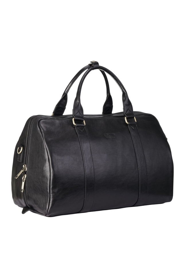 Vintage Genuine Leather Black Holdall Duffle Gym Travel Bag - Atlas