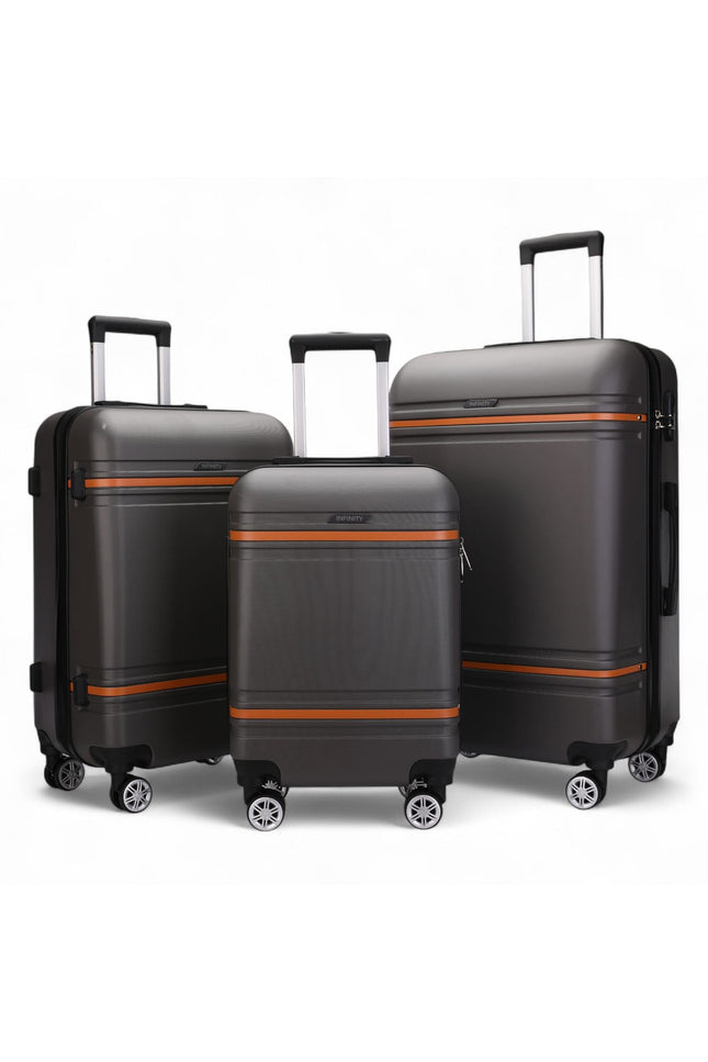 Calgary Set of 3 Hard Shell Suitcase in Charcoal Black