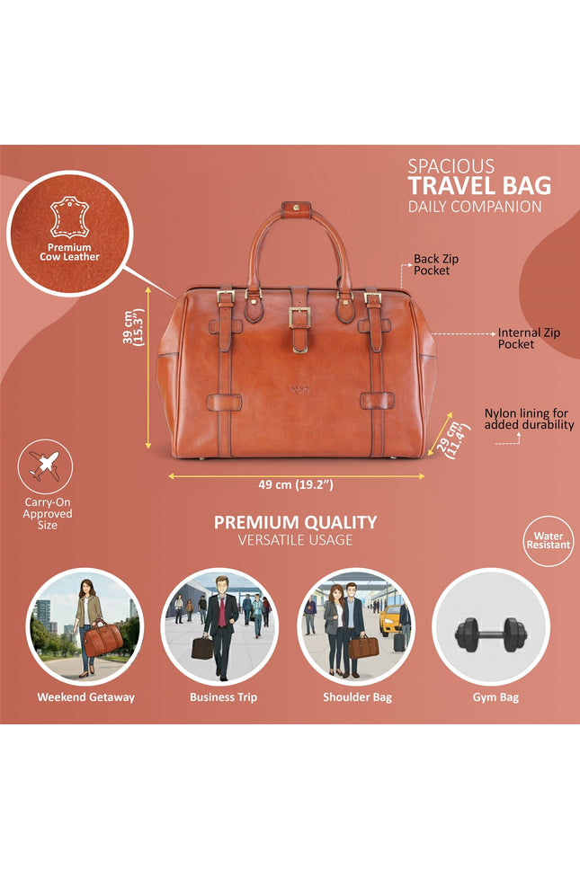 Genuine Leather Tan Duffle Holdall Vintage Travel Gym Bag - Windsor