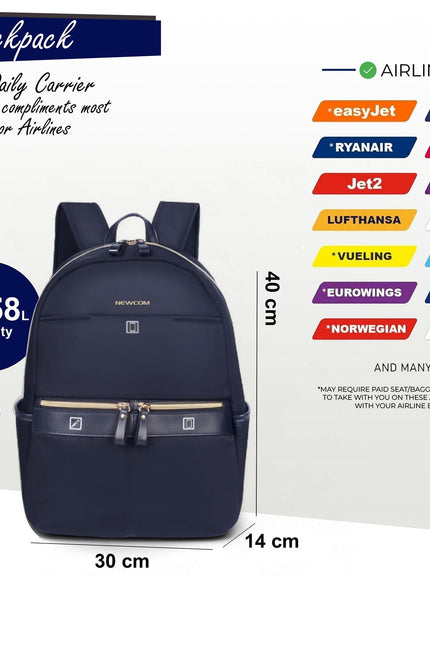 Backpack Rucksack 40 x 30 x 14 cm Blue Underseat Travel Cabin Bag for Ryanair, Easy Jet