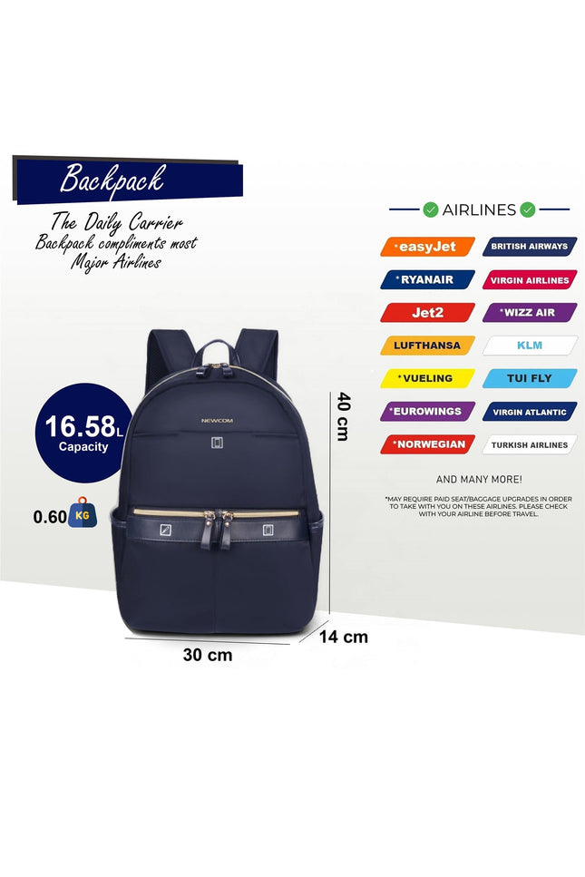 Backpack Rucksack 40 x 30 x 14 cm Blue Underseat Travel Cabin Bag for Ryanair, Easy Jet