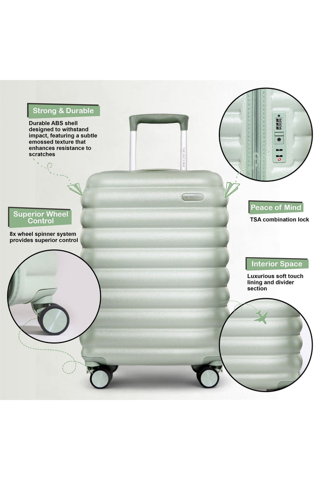 Hard Shell Cabin 37 x 22 x 55 cm Green TSA Secure Luggage Suitcase Suitable for Easyjet, Ryanair