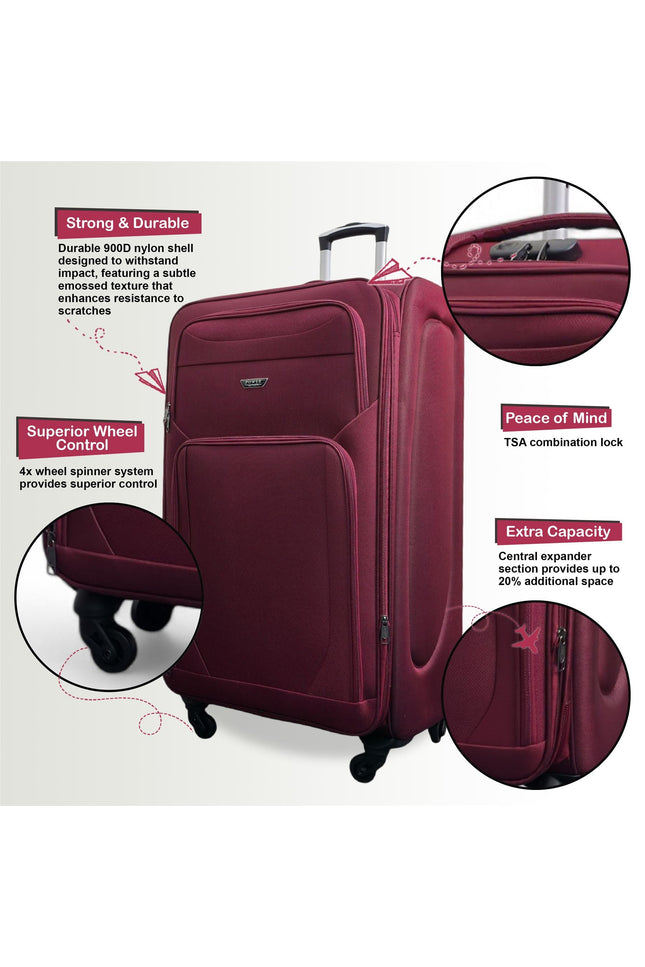 Nagoya Set of 3 Soft Shell Suitcase in Wine