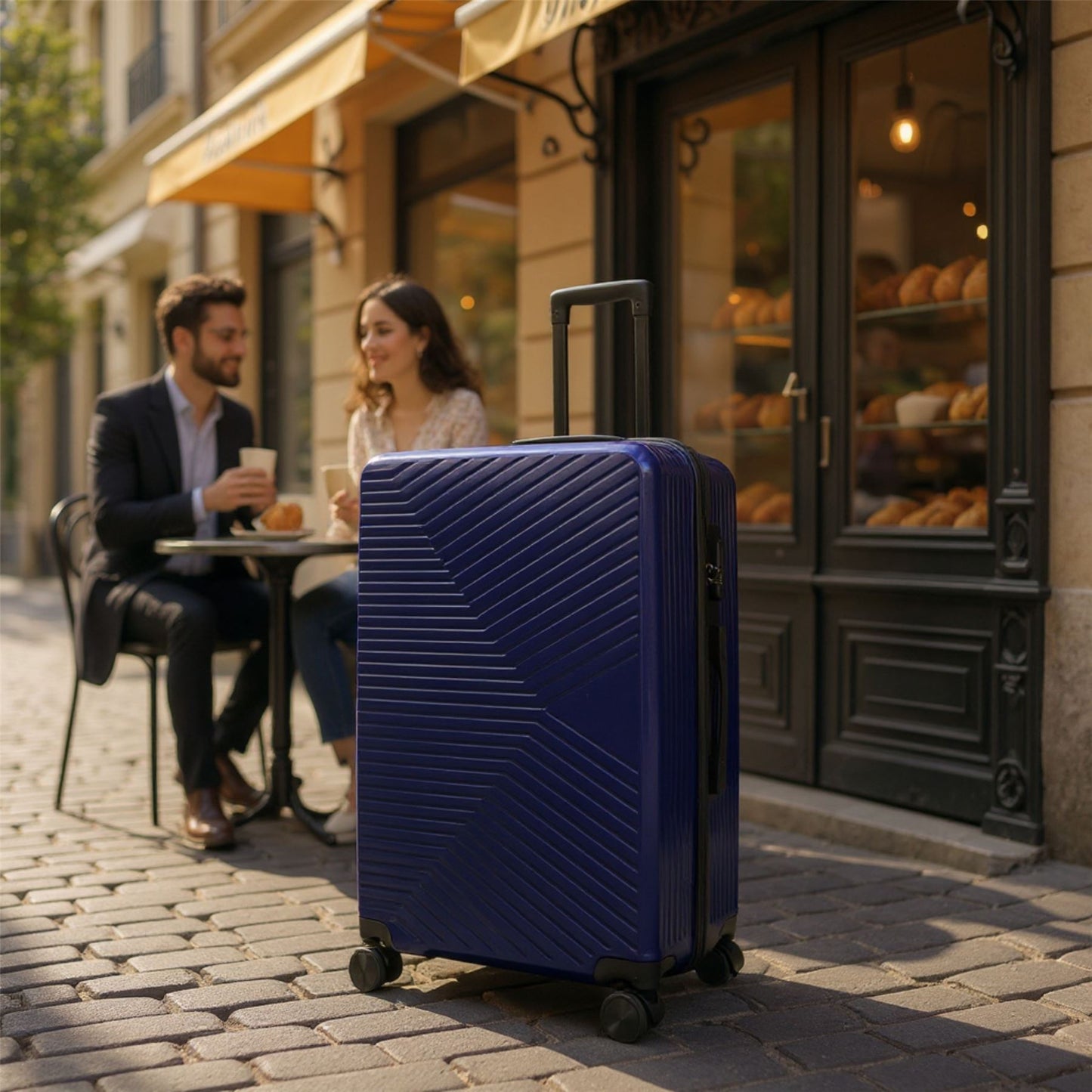 Junee Large Hard Shell Suitcase in Navy Blue
