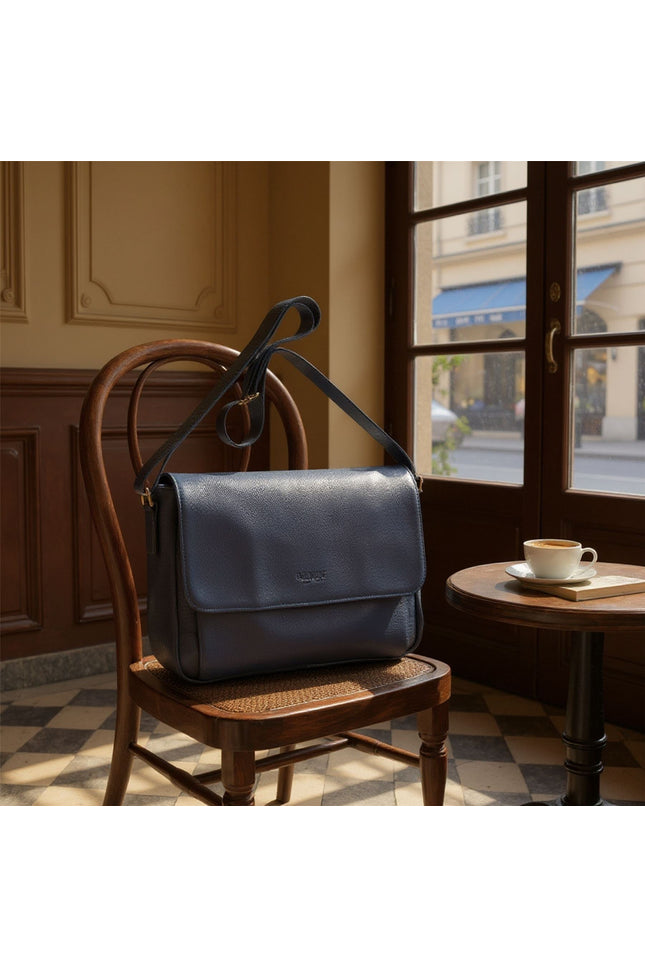 Genuine Leather Navy Laptop Bag Travel Work Messenger Satchel - Camden