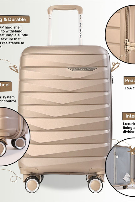 Forster Large Hard Shell TSA Suitcase in Champagne Beige