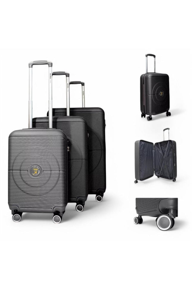 Seto Set of 3 Hard Shell Suitcase in Black