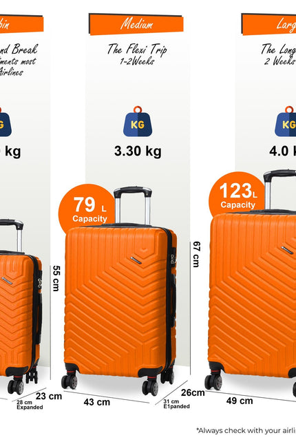 Bega Set of 3 Hard Shell Suitcase in Orange