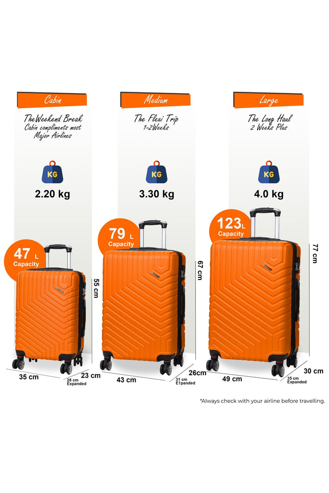 Bega Set of 3 Hard Shell Suitcase in Orange
