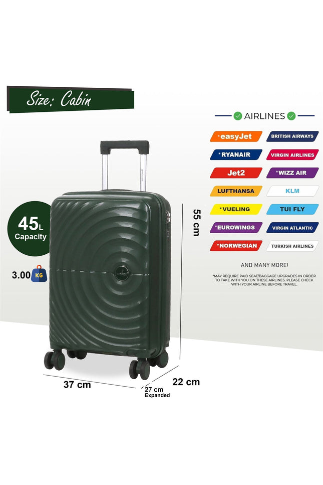 Balranald Cabin Hard Shell Suitcase in Dark Green