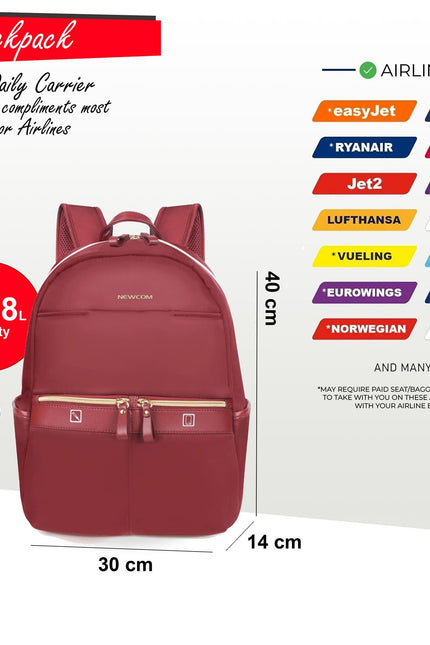 Backpack Rucksack 40 x 30 x 14 cm Red Underseat Travel Cabin Bag for Ryanair, Easy Jet