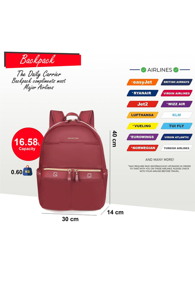 Backpack Rucksack 40 x 30 x 14 cm Red Underseat Travel Cabin Bag for Ryanair, Easy Jet