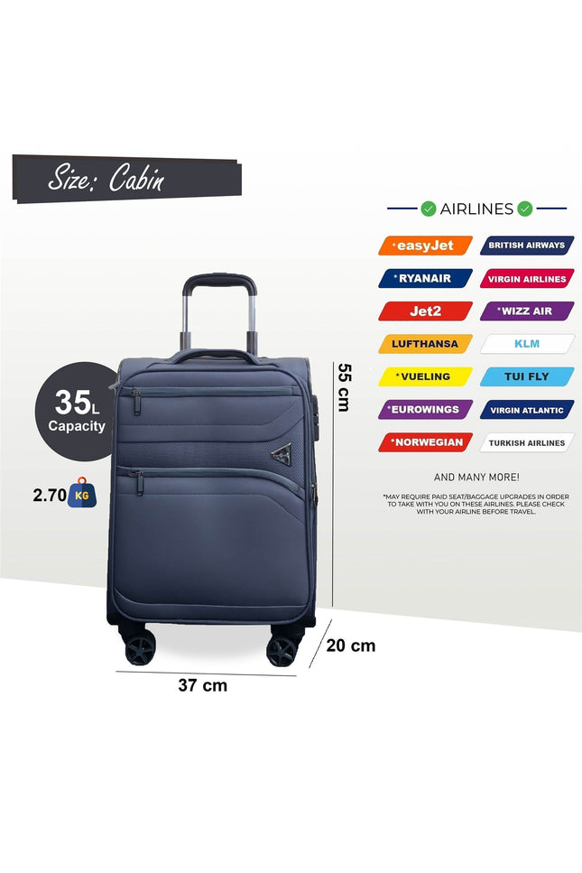 Corby Cabin Soft Shell Suitcase in Grey