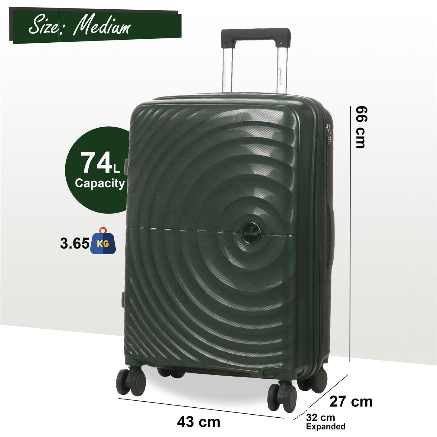 Balranald Medium Hard Shell Suitcase in Dark Green