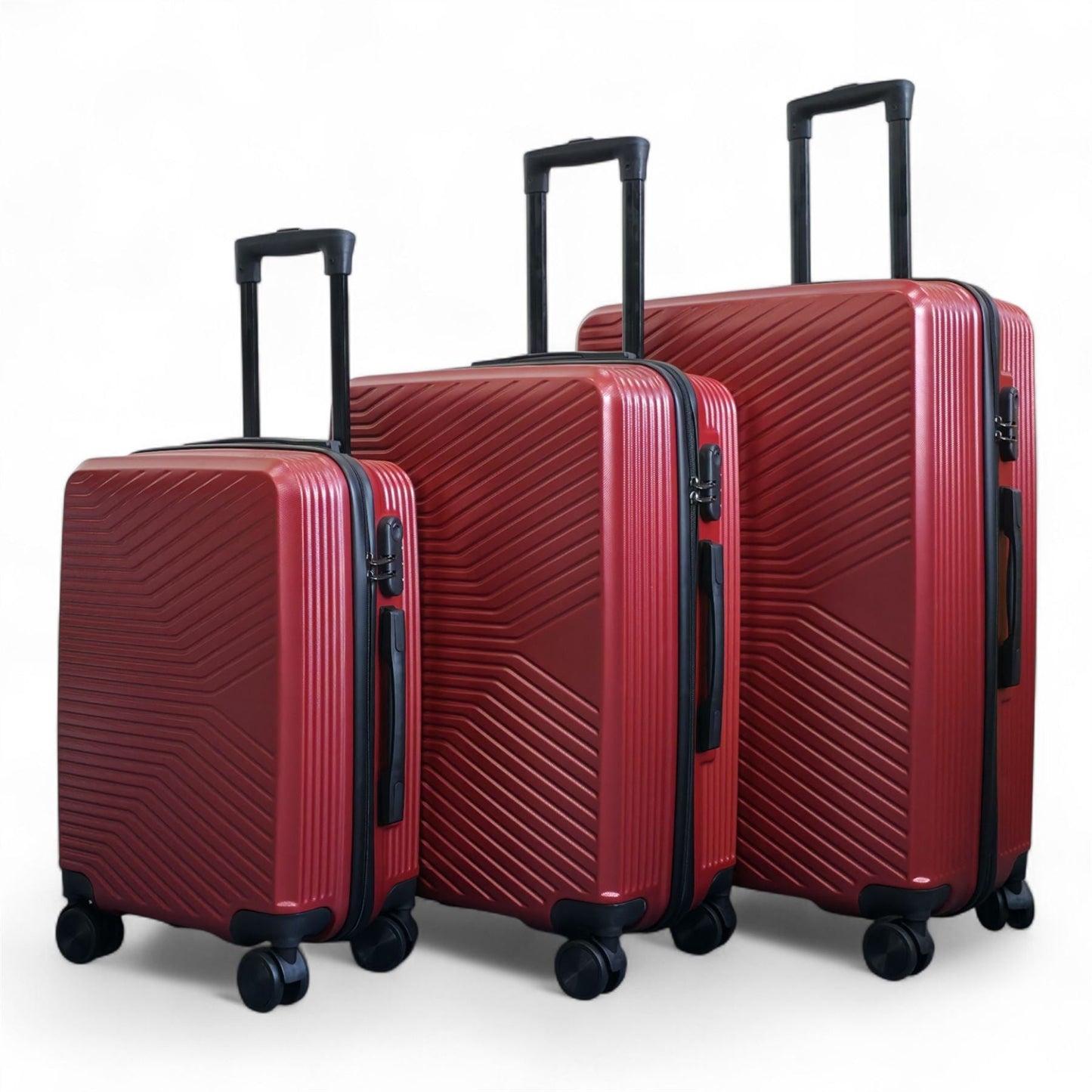 Junee Set of 3 Hard Shell Suitcase in Red