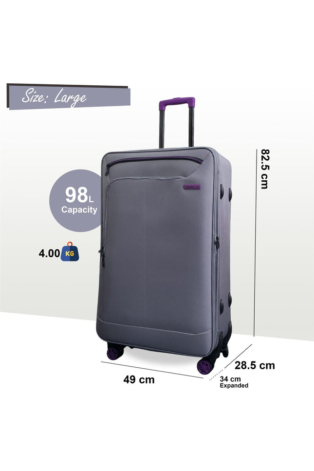 Handa Large Soft Shell Suitcase in Grey
