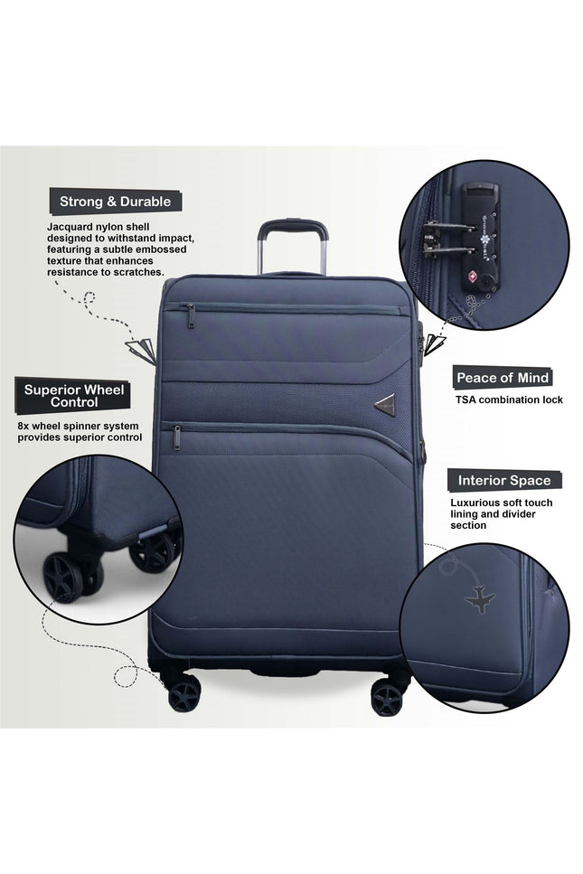 Corby Set of 4 Soft Shell Suitcase in Grey