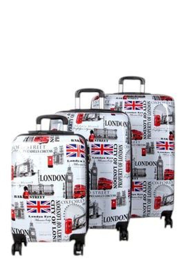 Cooma Set of 3 Hard Shell Suitcase London in Black Flower