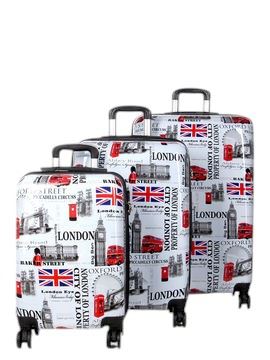 Cooma Set of 3 Hard Shell Suitcase London in Black Flower