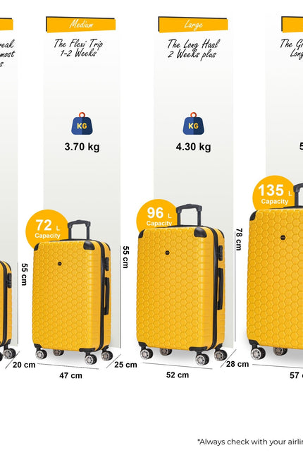 Noda Set of 4 Hard Shell Suitcase in Yellow