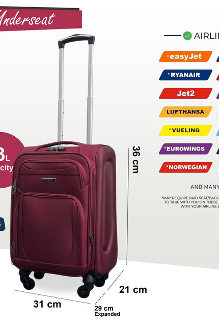 Nagoya Unserseat Soft Shell Suitcase in Wine