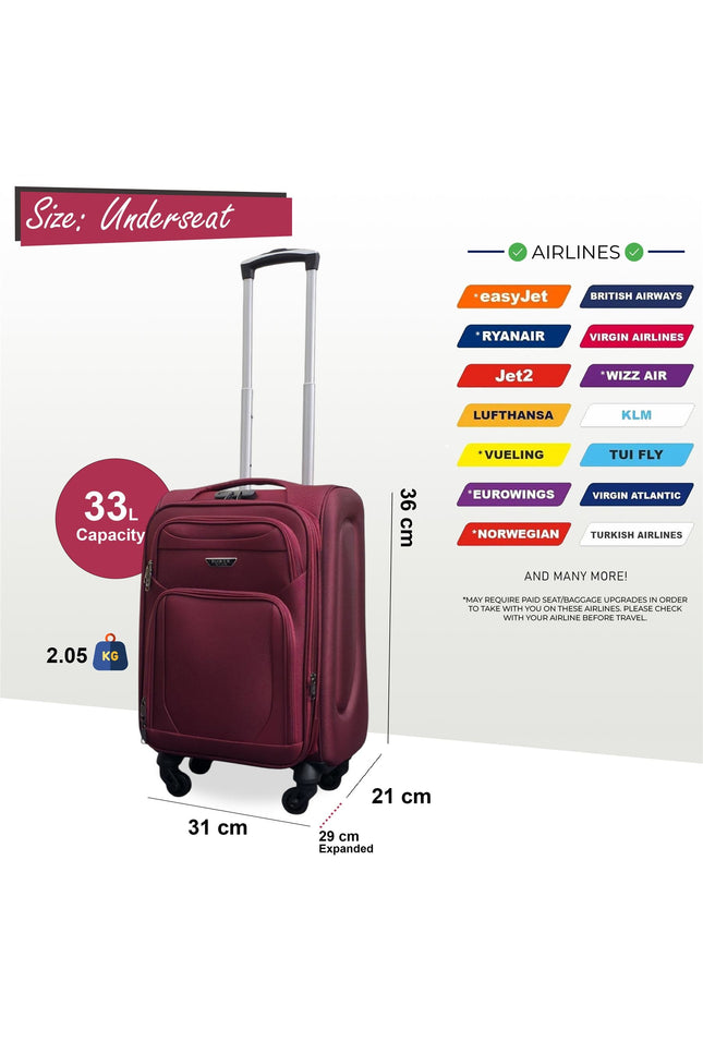 Nagoya Unserseat Soft Shell Suitcase in Wine