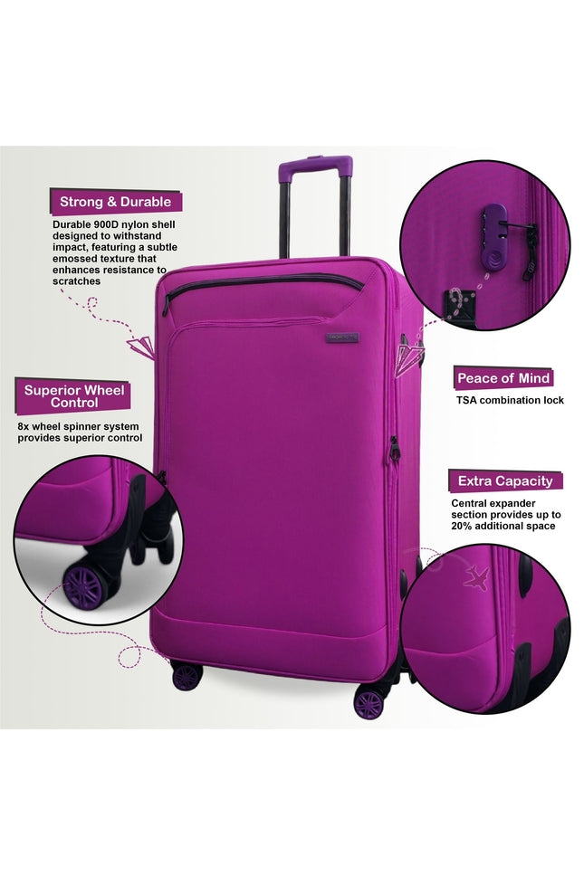 Handa Large Soft Shell Suitcase in Pink
