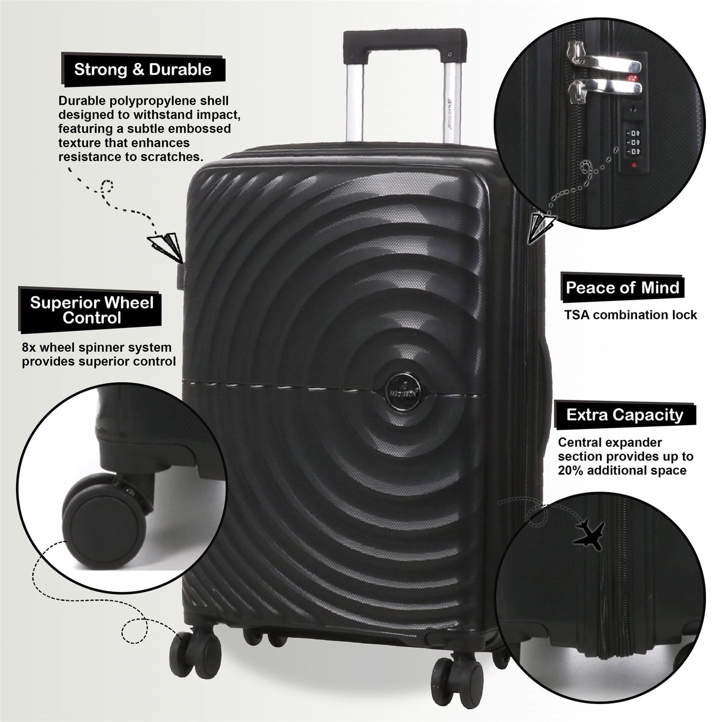 Balranald Large Hard Shell Suitcase in Black