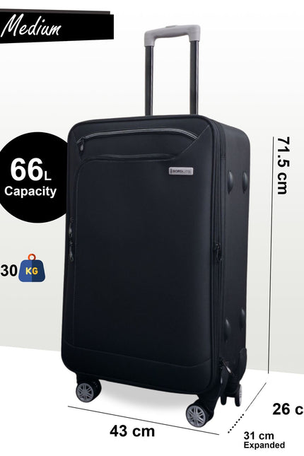 Handa Medium Soft Shell Suitcase in Black