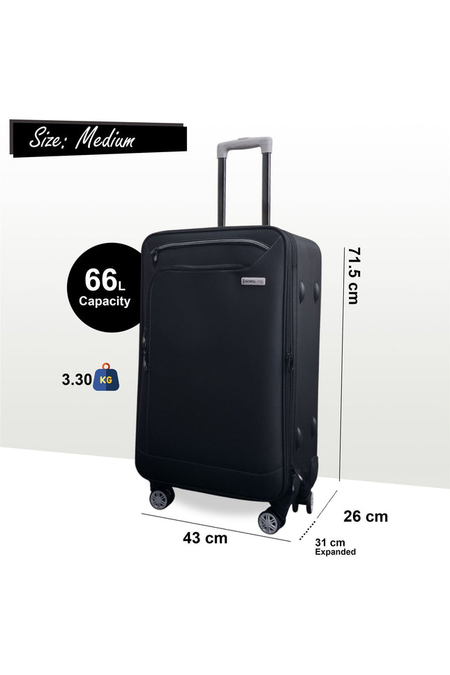Handa Medium Soft Shell Suitcase in Black