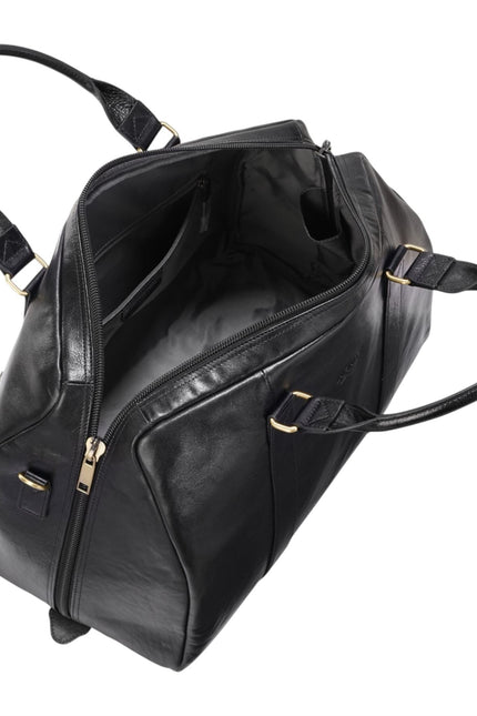 Vintage Genuine Leather Black Holdall Duffle Gym Travel Bag - Atlas