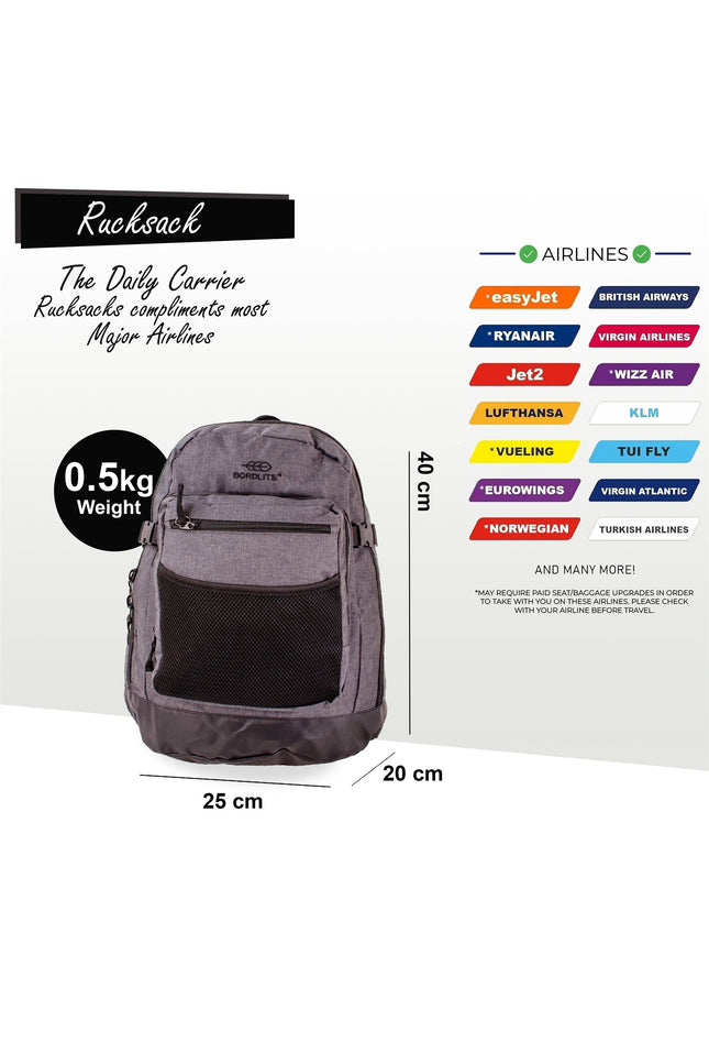 Backpack Rucksack 40x 20 x25cm Underseat Travel Cabin Bag for Ryanair, Easy Jet Black