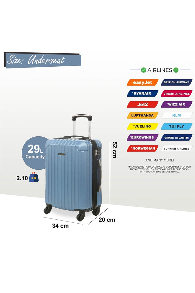 Corowa Underseat Hard Shell Suitcase in Blue