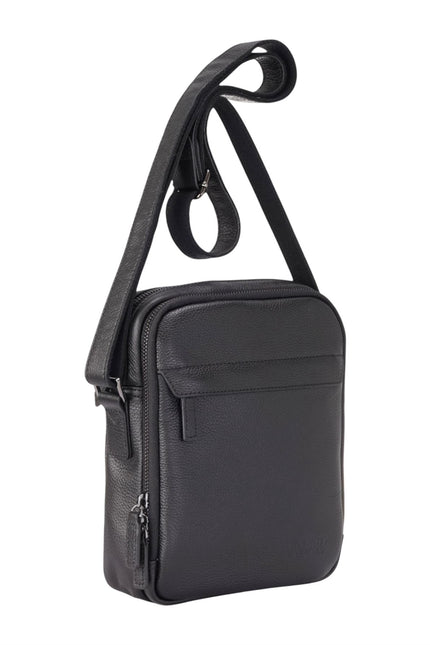 Genuine Leather Black Vintage Messenger Crossbody Travel Bag - Hawthrone